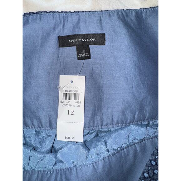 Ann Taylor Blue Drop Waist‎ Cutout Skirt size 12, NEW - Picture 3 of 4